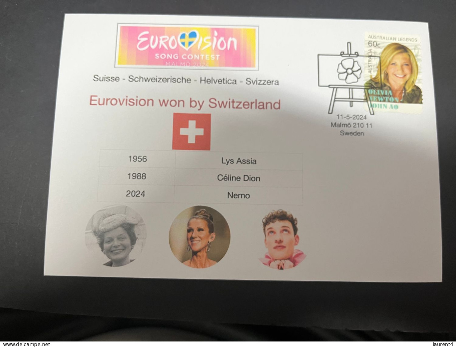 13-5-2024 (5 Z 2) Eurovision Song Contest 2024 - 1st (3rd Win For Switzerland) 1956 Lys Assia - 1988 Céline Dion - Musique