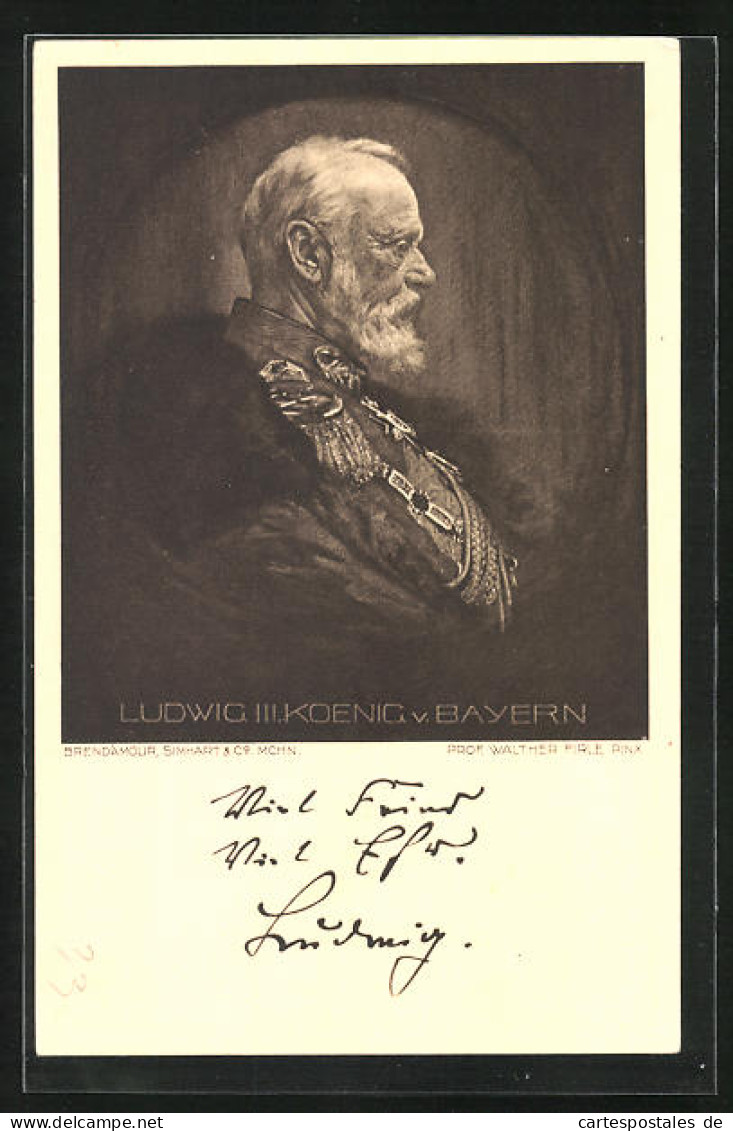 AK König Ludwig III. Von Bayern In Uniform, Ganzsache  - Royal Families