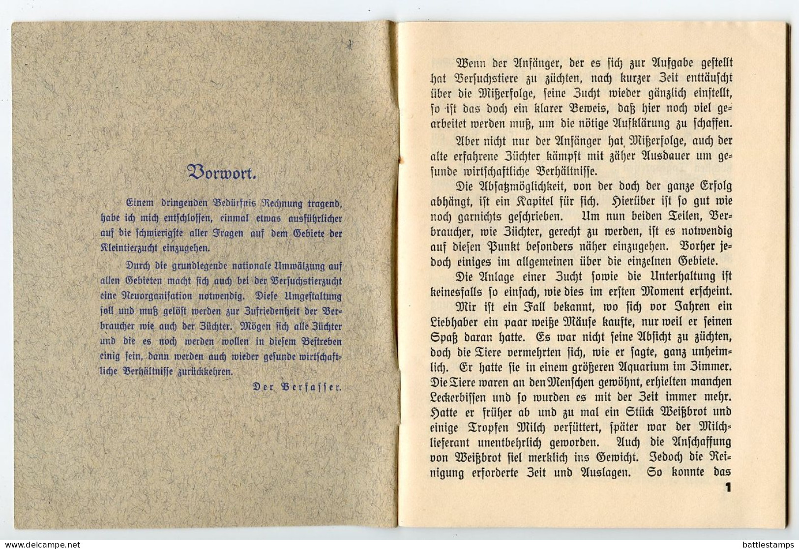 Germany 1937 Cover & Booklet "Die Zucht Von Versuchstieren"; Hannover - H.B. Schober; 4pf. Hindenburg - Briefe U. Dokumente