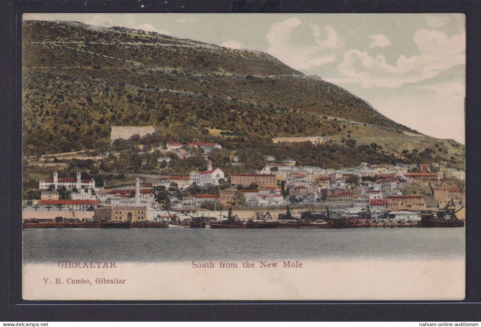 Ansichtskarte Gibraltar New Mole Meer Schiffe Ortsansicht Landschaft Nach Wien - Sonstige & Ohne Zuordnung