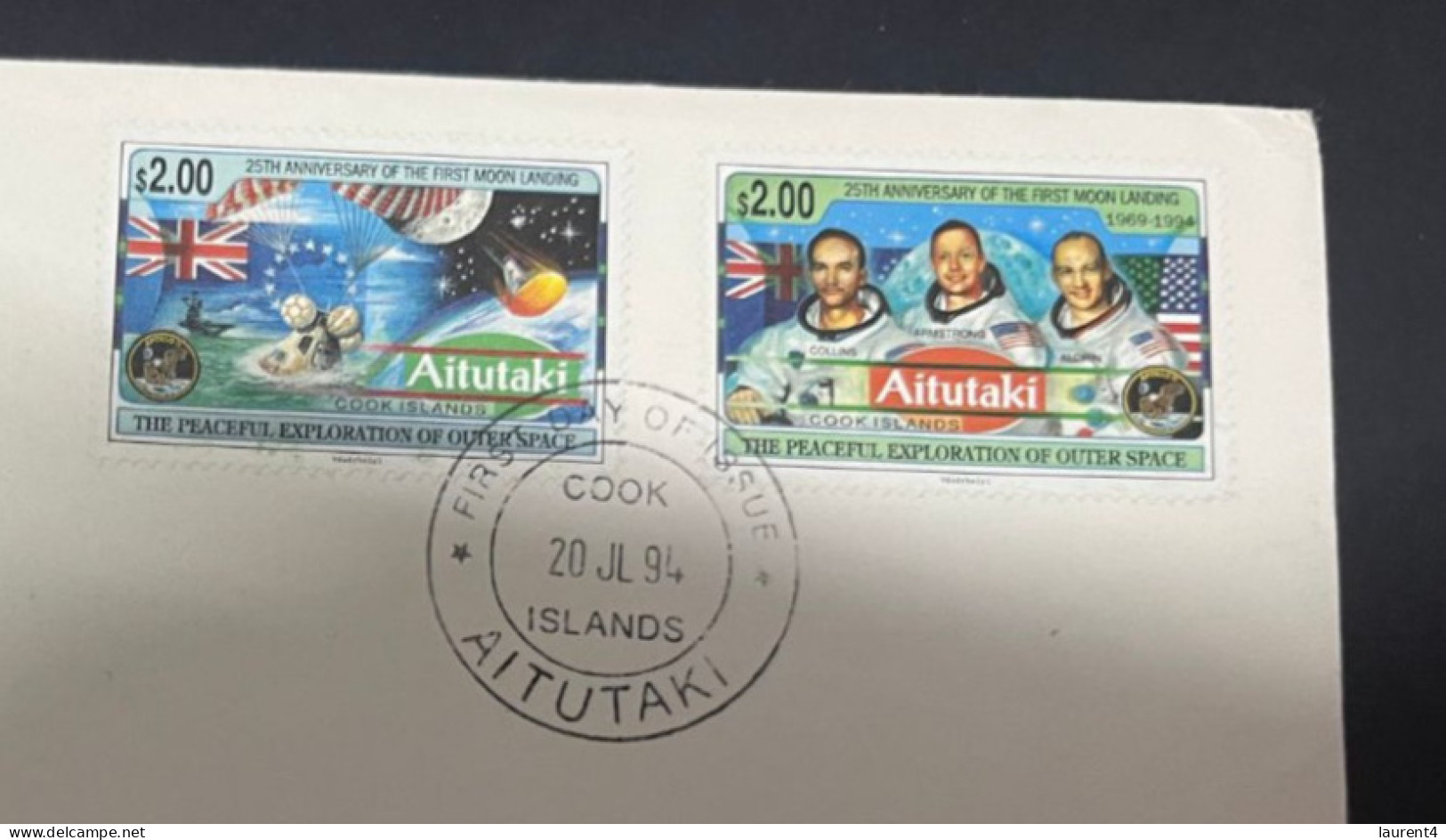 13-5-2024 (5 Z 2) Aitutaki FDC - 20th Anniversary Of 1st Moon Landing (1994) - Oceanía