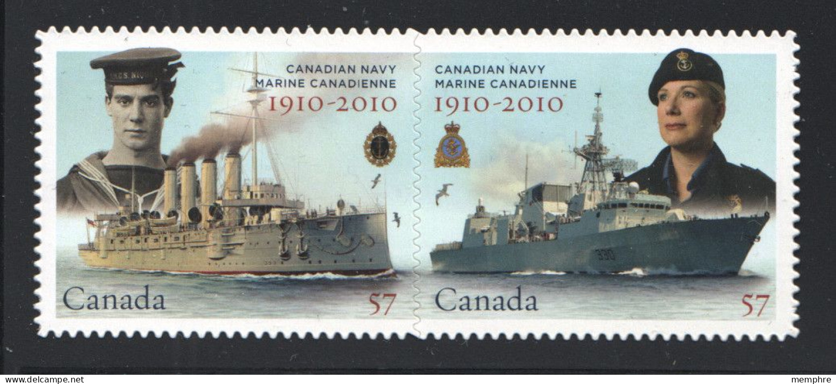 2010 Naval Reserve  Sailors, Ships  Se-tenant Pair From Booklet Sc 2386a MNh - Unused Stamps