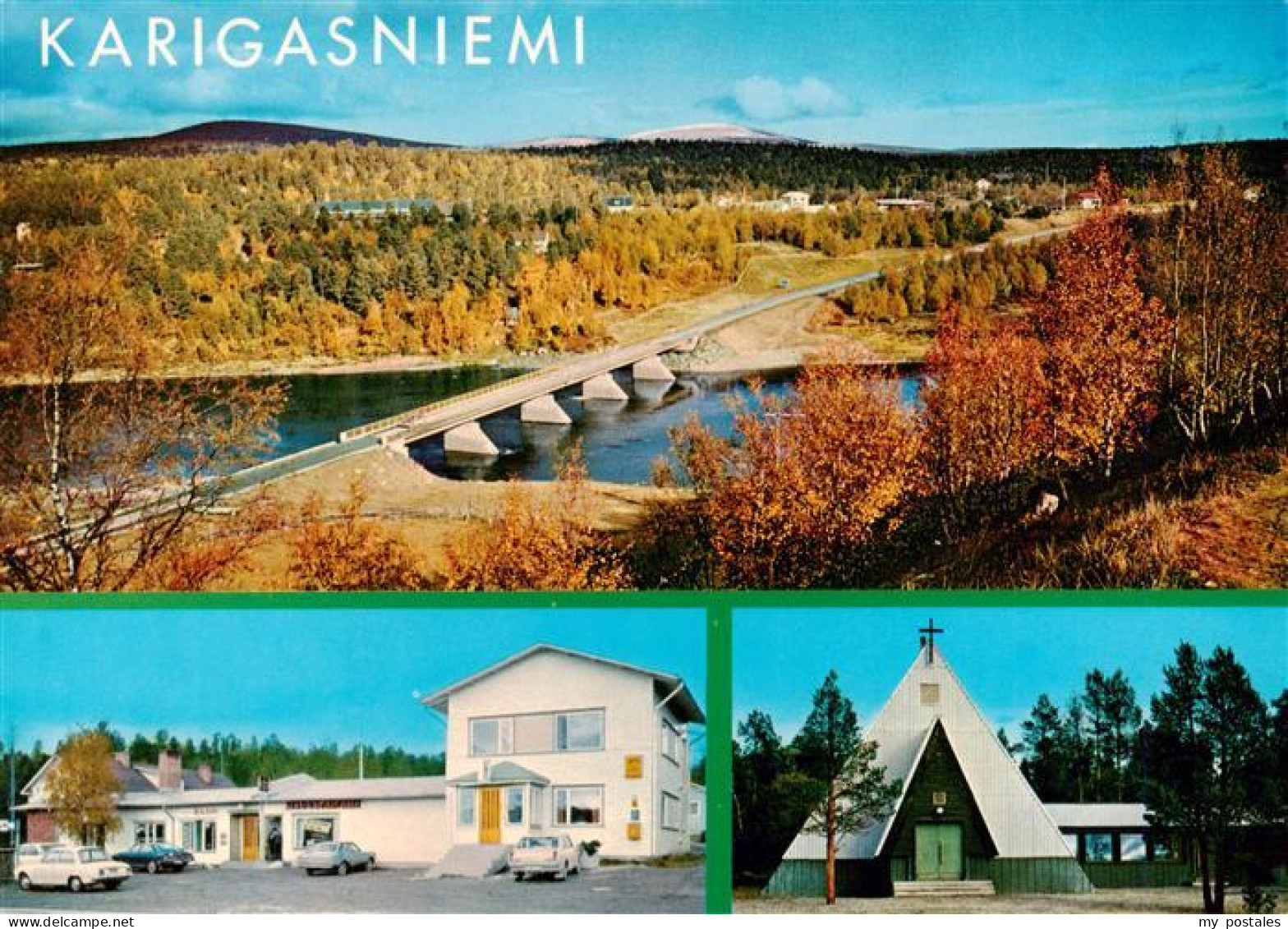 73945162 Karigasniemi_Utsjoki_Lappland_Suomi Ailigastunturi Taustalle Kirkko Vae - Finland