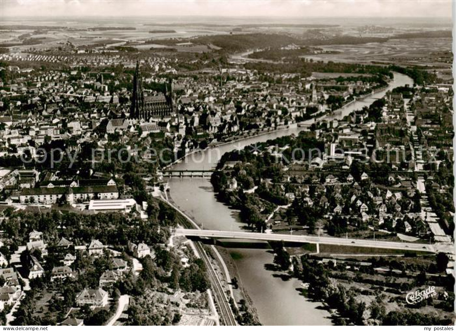 73865435 Ulm  Donau Fliegeraufnahme Mit Donau Und Ringbruecke  - Ulm