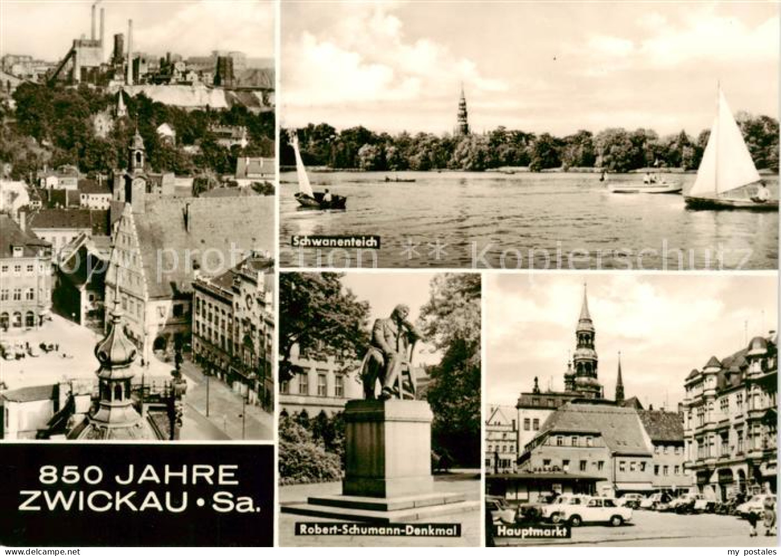 73865423 Zwickau  Sachsen Teilansicht Schwanenteich Robert Schumann Denkmal Haup - Zwickau