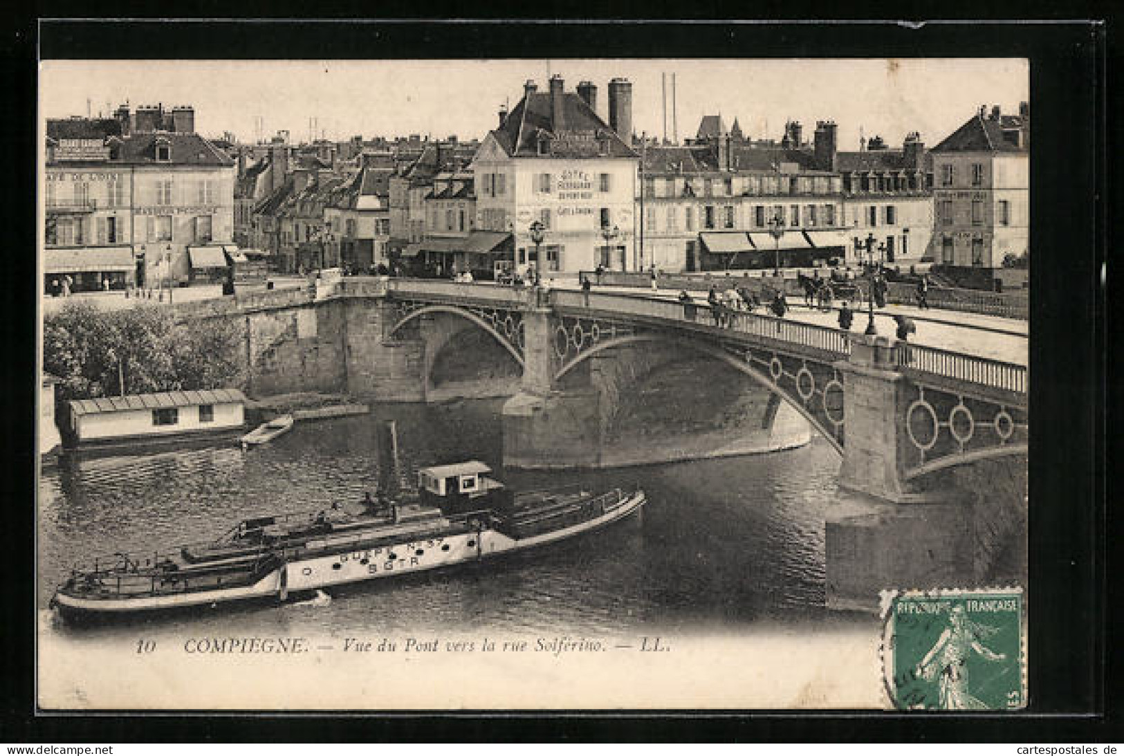 CPA Compiègne, Vue Du Pont Vers La Rue Solférino  - Other & Unclassified