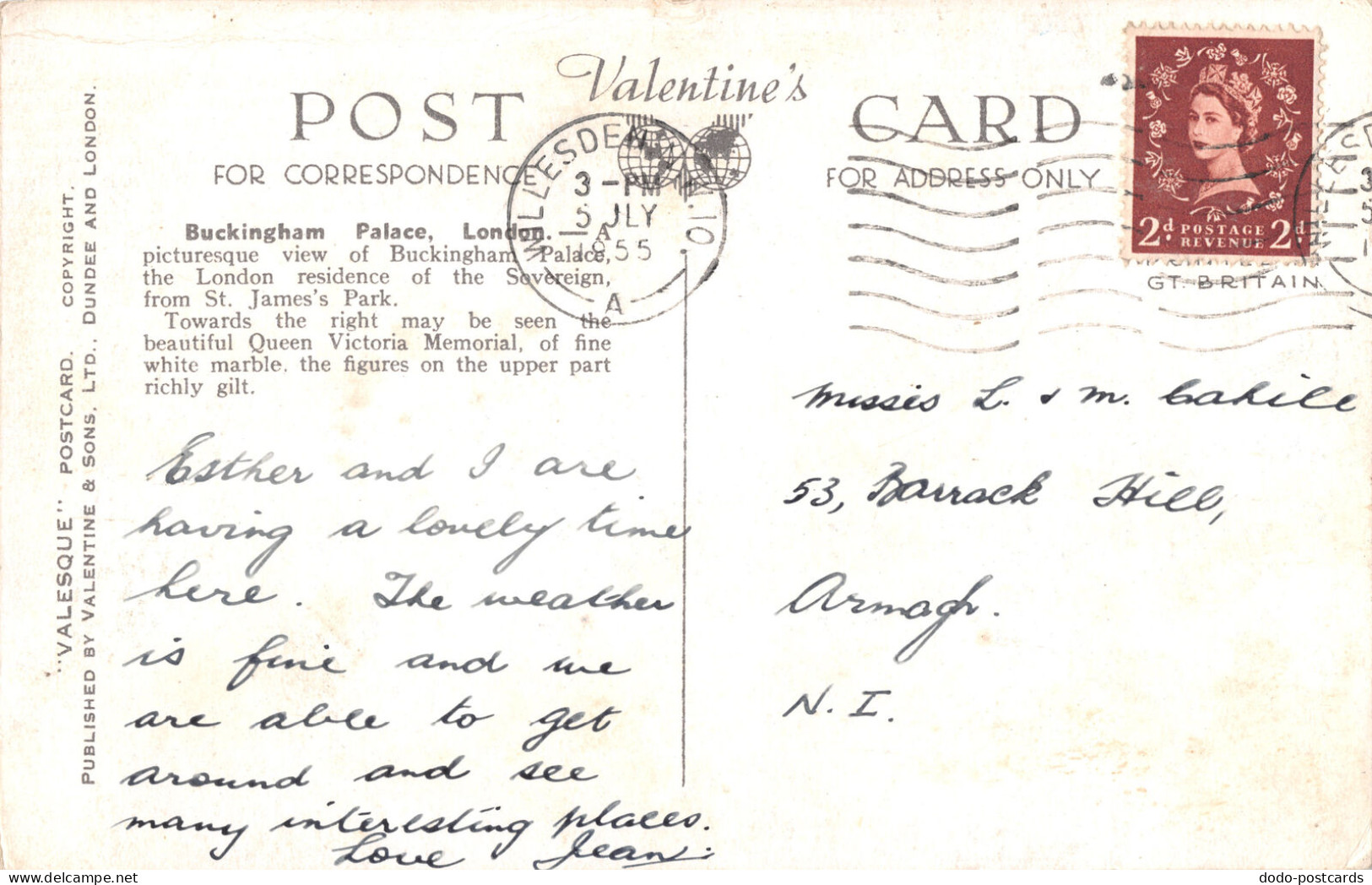 R297857 Buckingham Palace. London. No. 9146. Valesque. Valentine. 1955 - Other & Unclassified