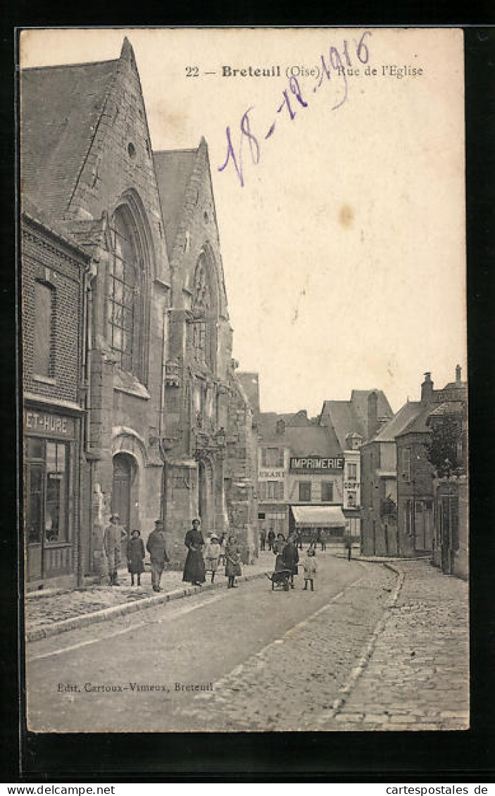 CPA Breteuil, Rue De L`Eglise  - Breteuil