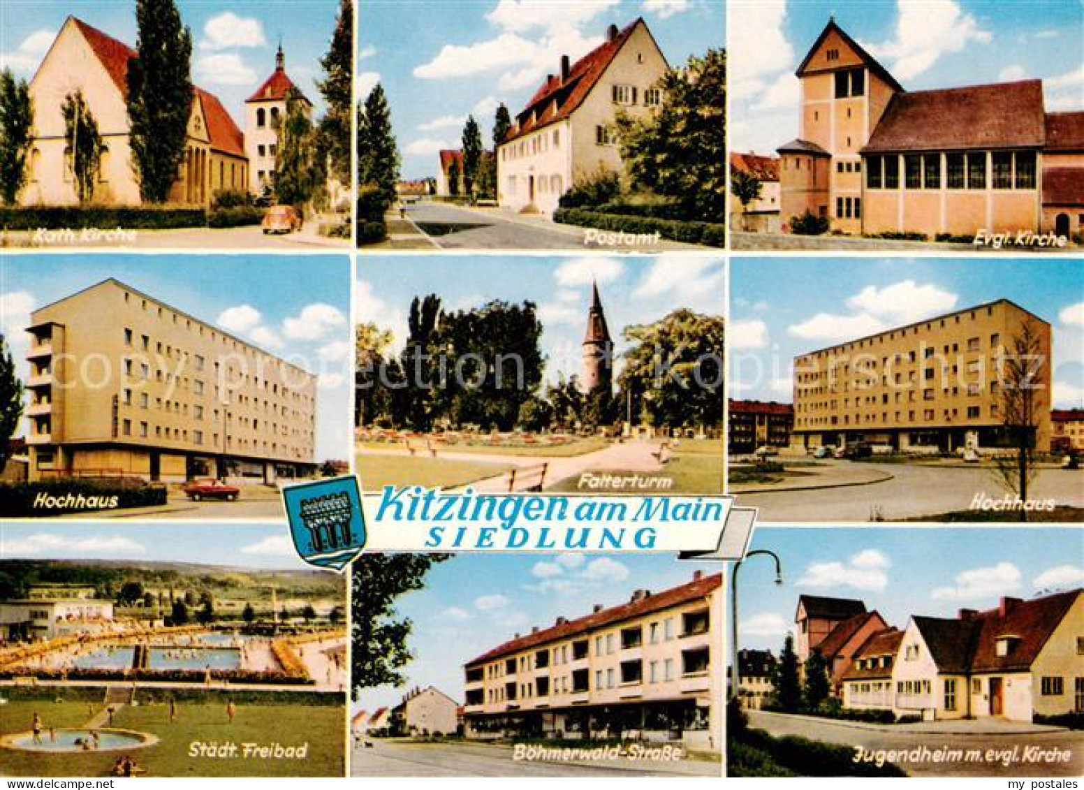 73865258 Kitzingen Main Kirche Postamt Hochhaus Falterturm Freibad Boehmerwald-S - Kitzingen