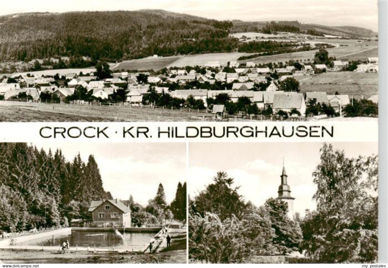 73865244 Crock Auengrund Panorama Freibad Blick Zur Kirche  - Andere & Zonder Classificatie