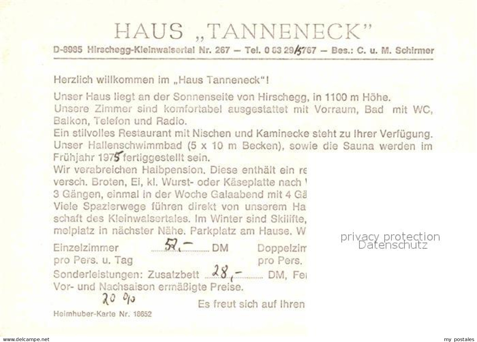 72872394 Hirschegg Kleinwalsertal Vorarlberg Haus Tanneneck Hotel Restaurant Alp - Altri & Non Classificati