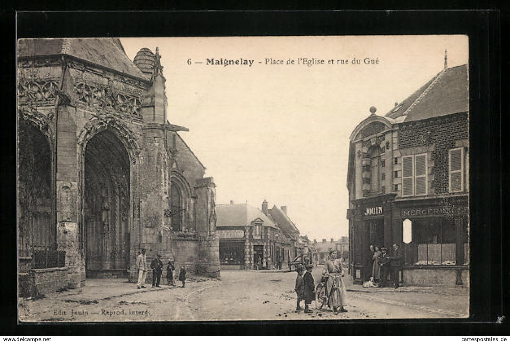 CPA Maignelay, Place De L`Eglise Et Rue Du Gué  - Autres & Non Classés
