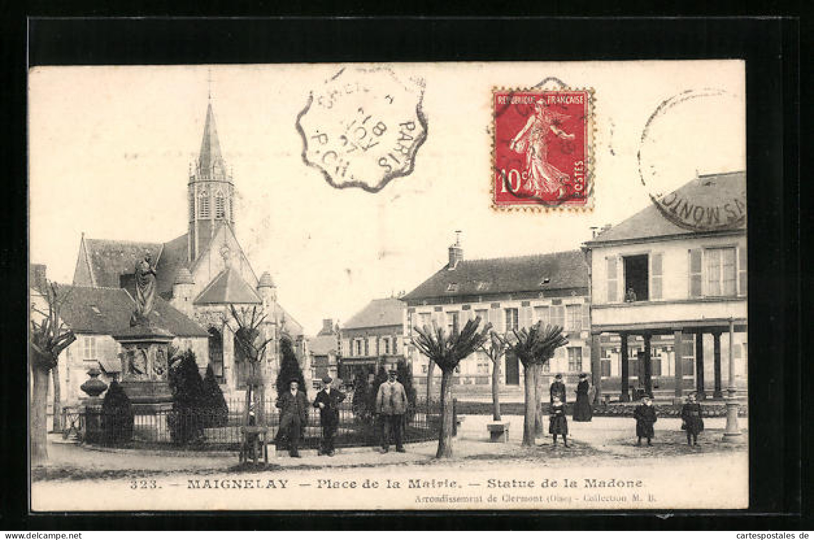 CPA Maignelay, Place De La Mairie, Statue De La Madone  - Andere & Zonder Classificatie