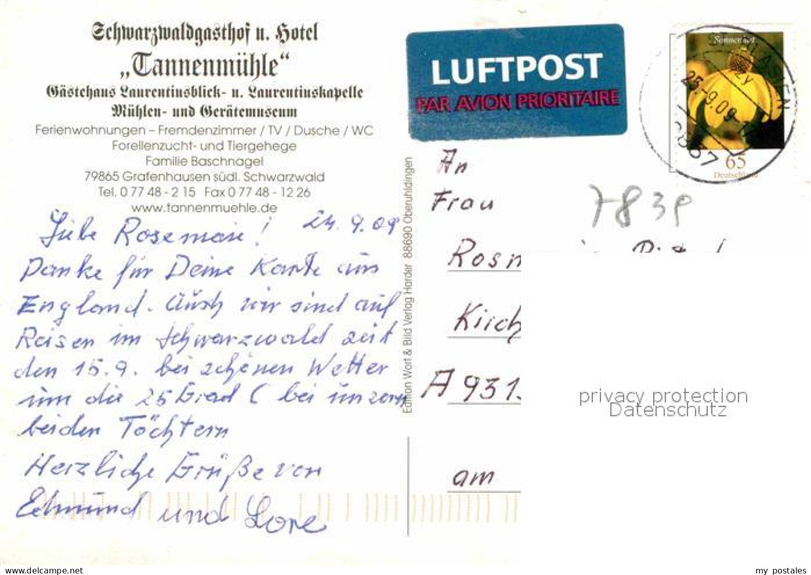 72872345 Grafenhausen Schwarzwald Schwarzwaldgasthof Und Hotel Tannenmuehle Graf - Other & Unclassified