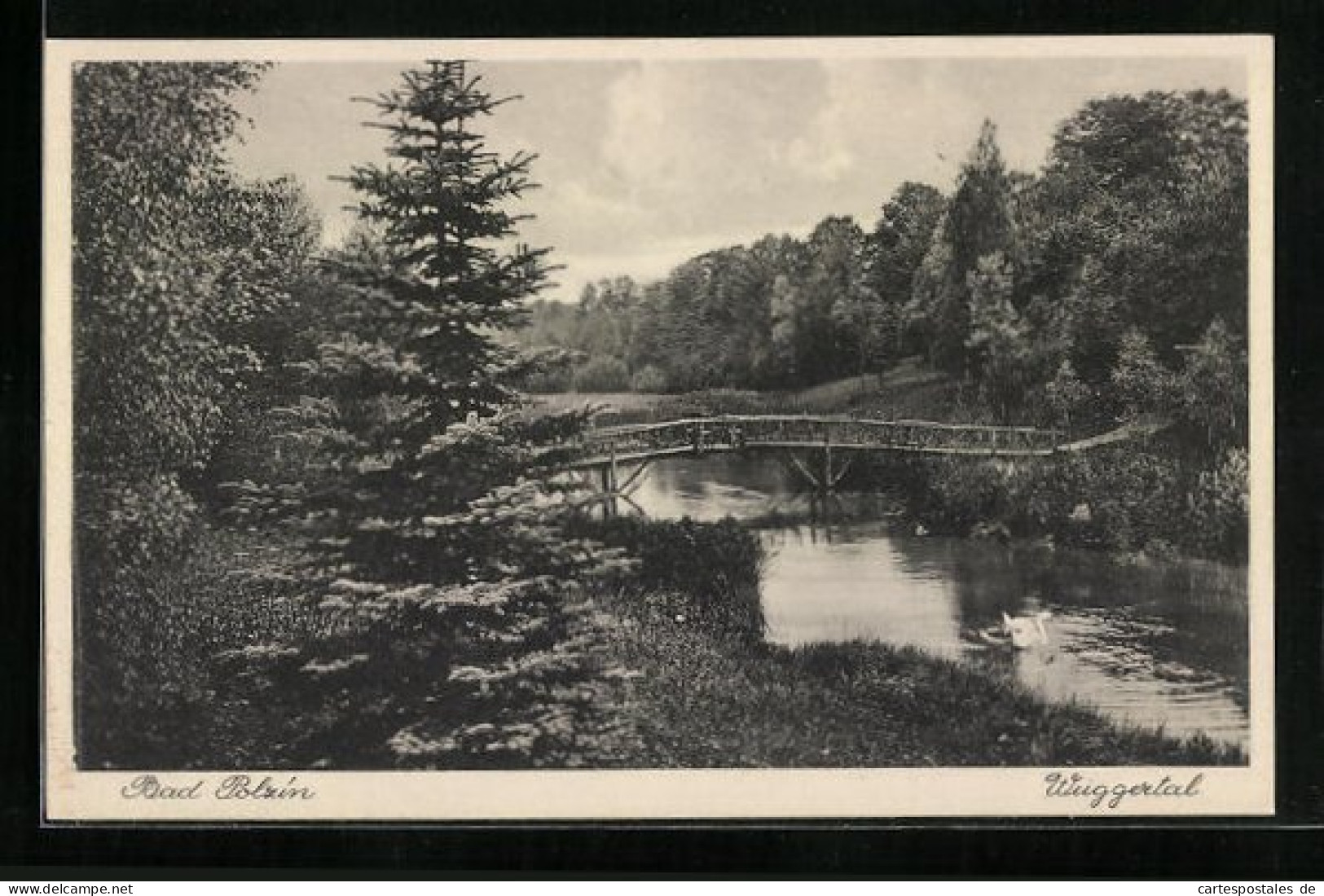 AK Polzin, Wuggertal Mit Brücke, Flusspartie  - Pommern