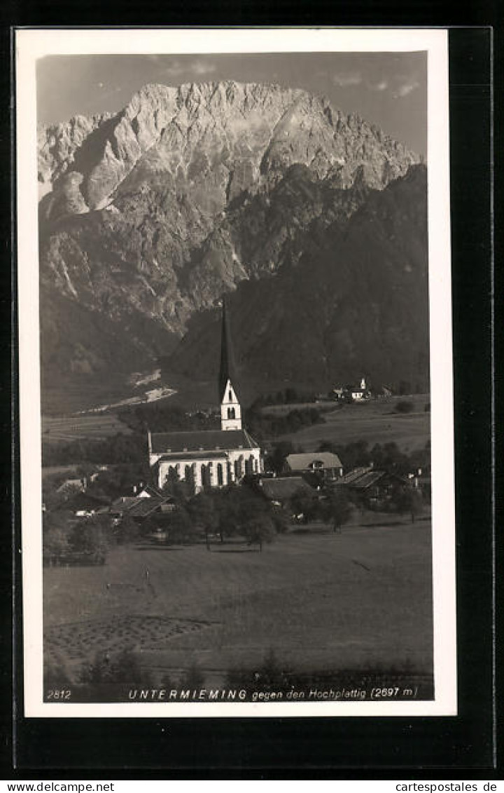 AK Mieming, Untermieming, Ortsansicht Mit Kirche Und Hochplattig  - Other & Unclassified