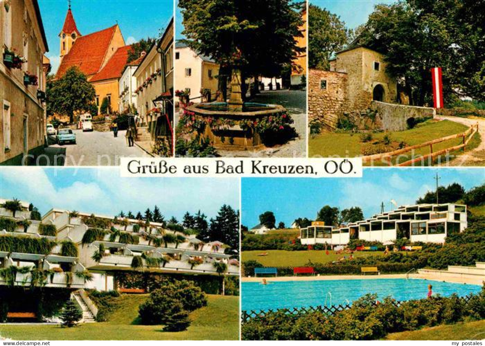 72870394 Bad Kreuzen Kirchenplatz Alter Brunnen Burg-Kreuzen Kurhaus Freibad Bad - Autres & Non Classés