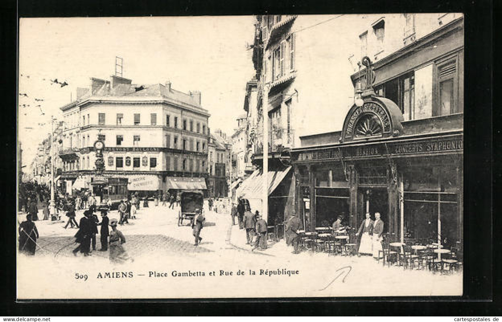 CPA Amiens, Place Gambetta Et Rue De La République  - Amiens