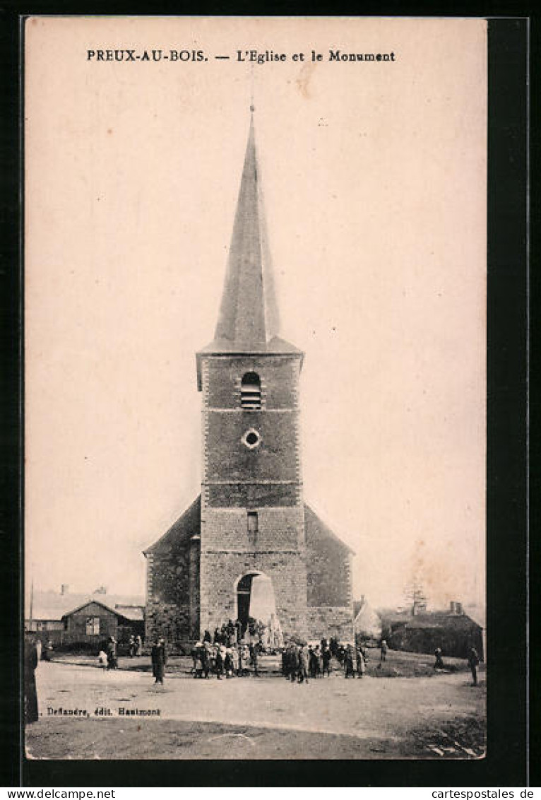 CPA Preux-au-Bois, L`Eglise Et Le Monument  - Autres & Non Classés