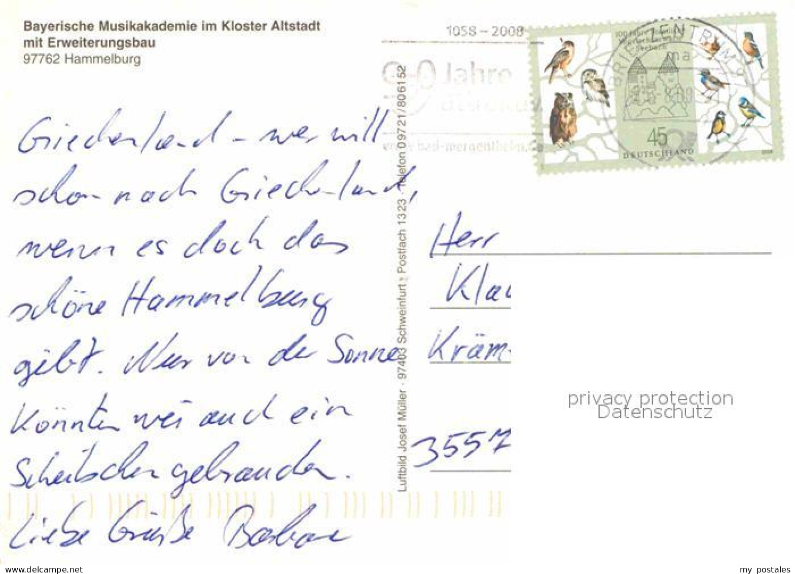 72868493 Hammelburg Bayer Musikakademie Im Kloster Altstadt Fliegeraufnahme Hamm - Hammelburg