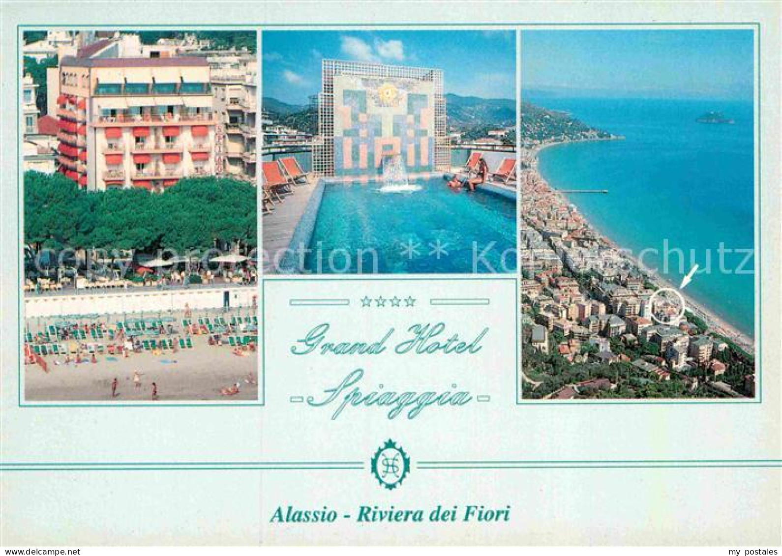 72866789 Alassio Grand Hotel Spiaggia Fliegeraufnahme Mit Strand Alassio - Sonstige & Ohne Zuordnung