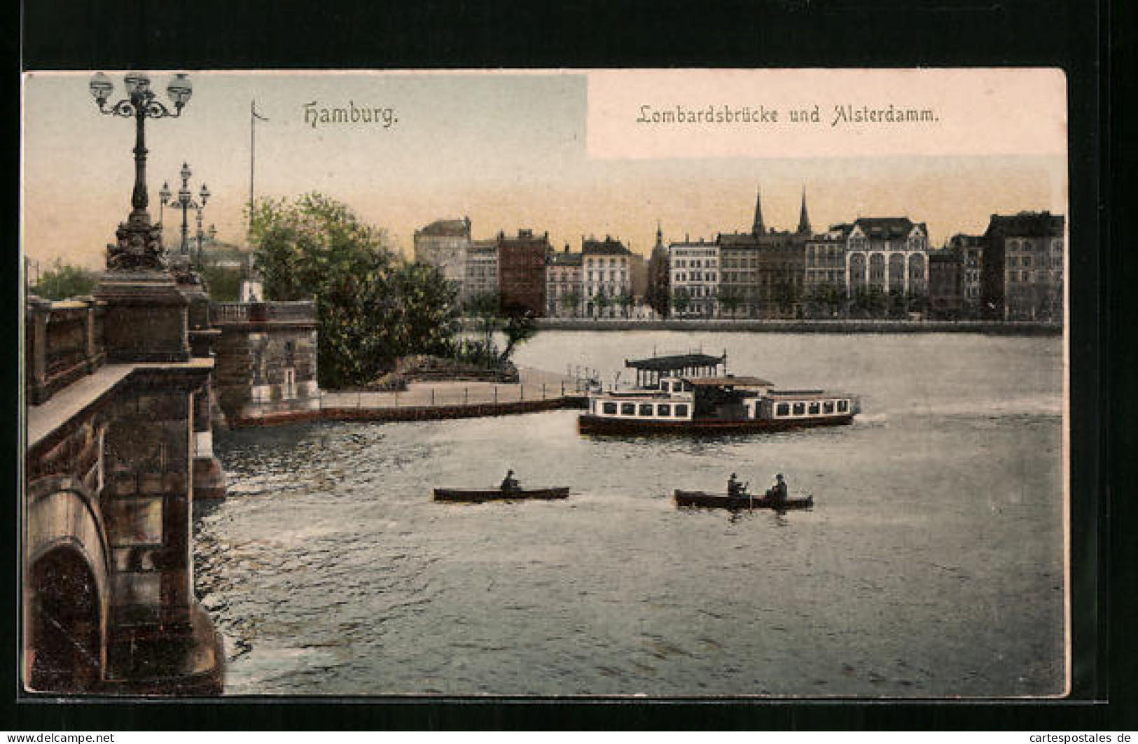 AK Hamburg, Lombardsbrücke, Boote Auf Dem Alsterdamm  - Mitte