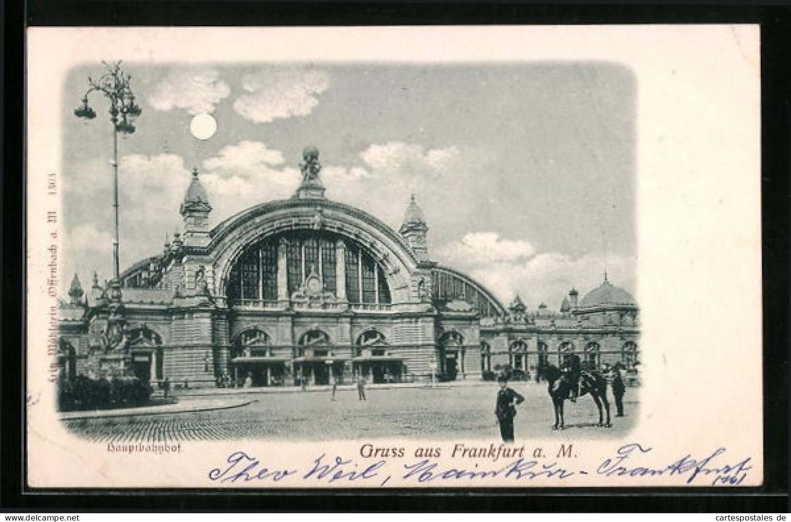 AK Frankfurt A. M., Hauptbahnhof Mit Schutzmann Der Berittenen Polizei  - Frankfurt A. Main