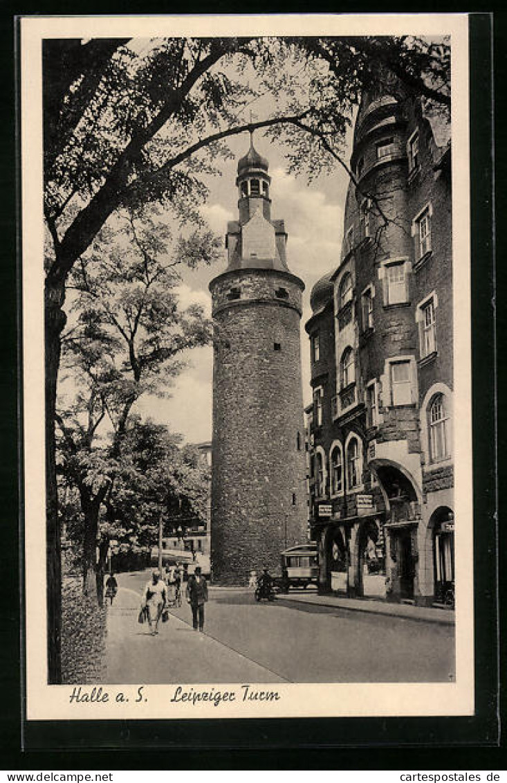 AK Halle /Saale, Passanten Vor Dem Leipziger Turm  - Andere & Zonder Classificatie