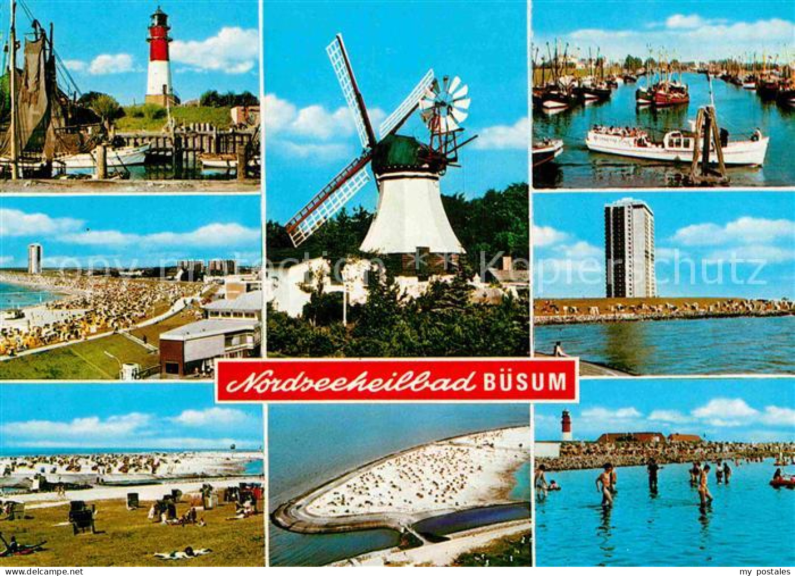 72865568 Buesum Nordseebad Leuchtturm Muehle Kutterhafen Strandpartien Fliegerau - Buesum