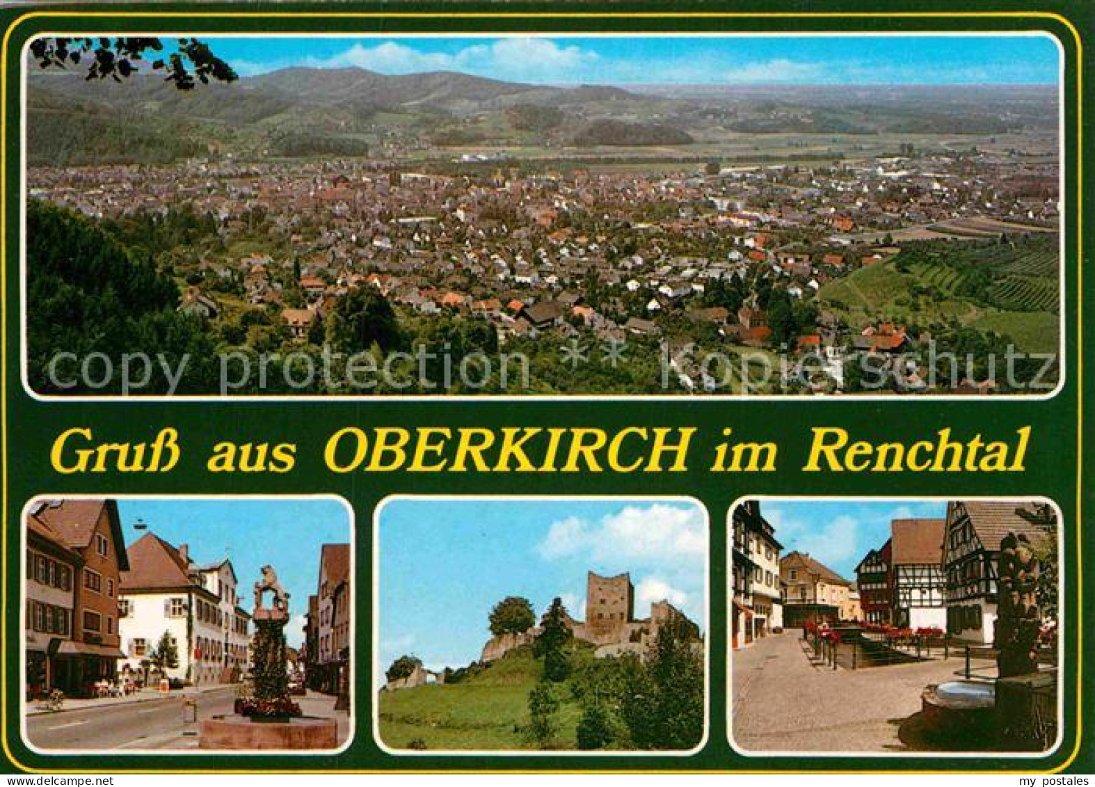 72865220 Oberkirch Baden Panorama Renchtal Brunnen Fachwerkhaeuser Burgruine Obe - Oberkirch