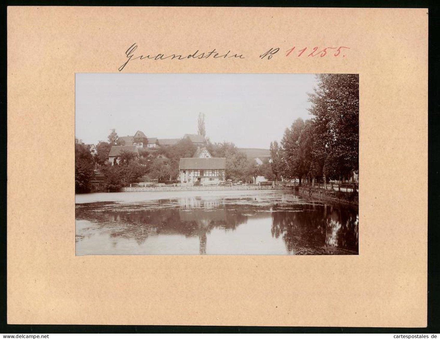 Fotografie Brück & Sohn Meissen, Ansicht Gnandstein, Partie Am Teich Mit Wohnhäusern  - Places