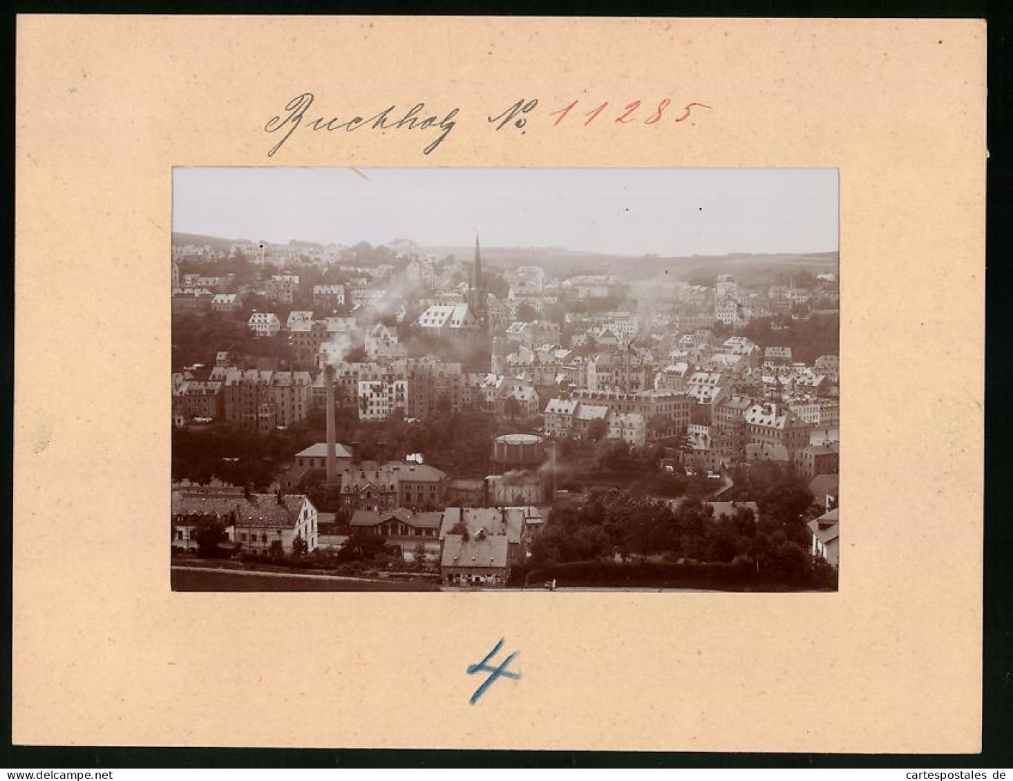 Fotografie Brück & Sohn Meissen, Ansicht Buchholz I. Sa., Stadtpanorama Mit Blick Auf Den Gasometer  - Lugares