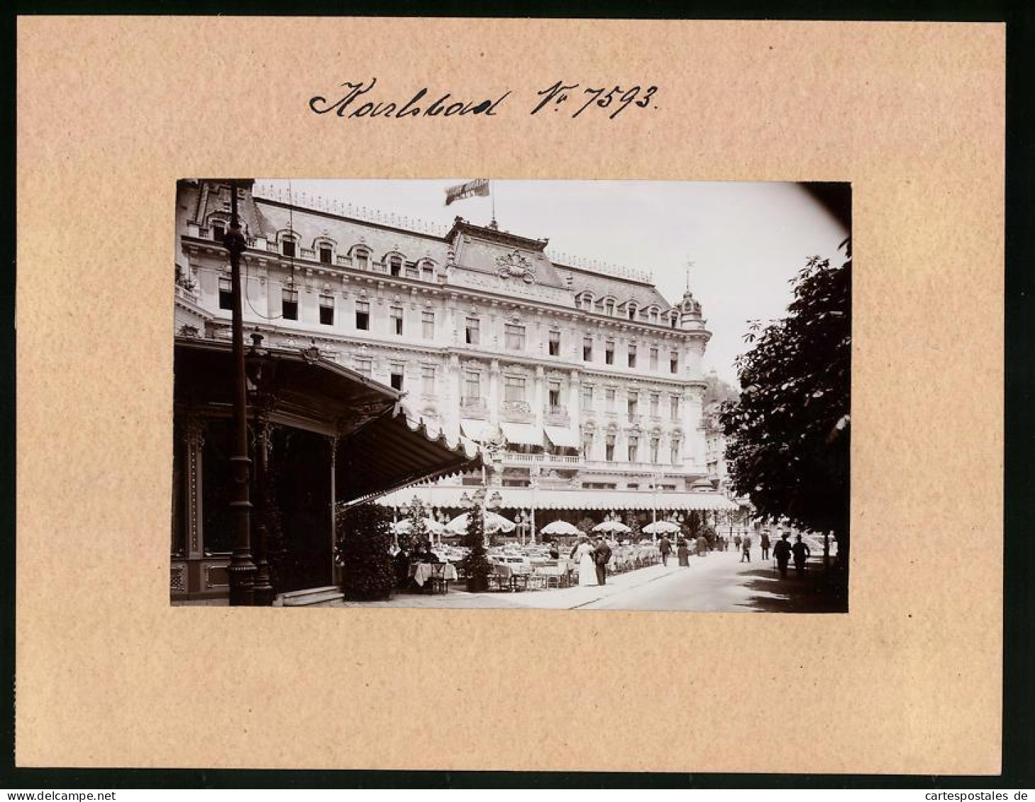 Fotografie Brück & Sohn Meissen, Ansicht Karlsbad, Partie Am Grand Hotel Pupp Mit Cafe  - Plaatsen