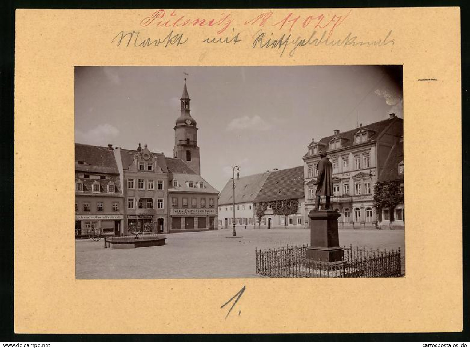 Fotografie Brück & Sohn Meissen, Ansicht Pulsnitz I. Sa., Partie Am Markt Mit Wäscherei Oswin Hantzsch, Rietschel De  - Places