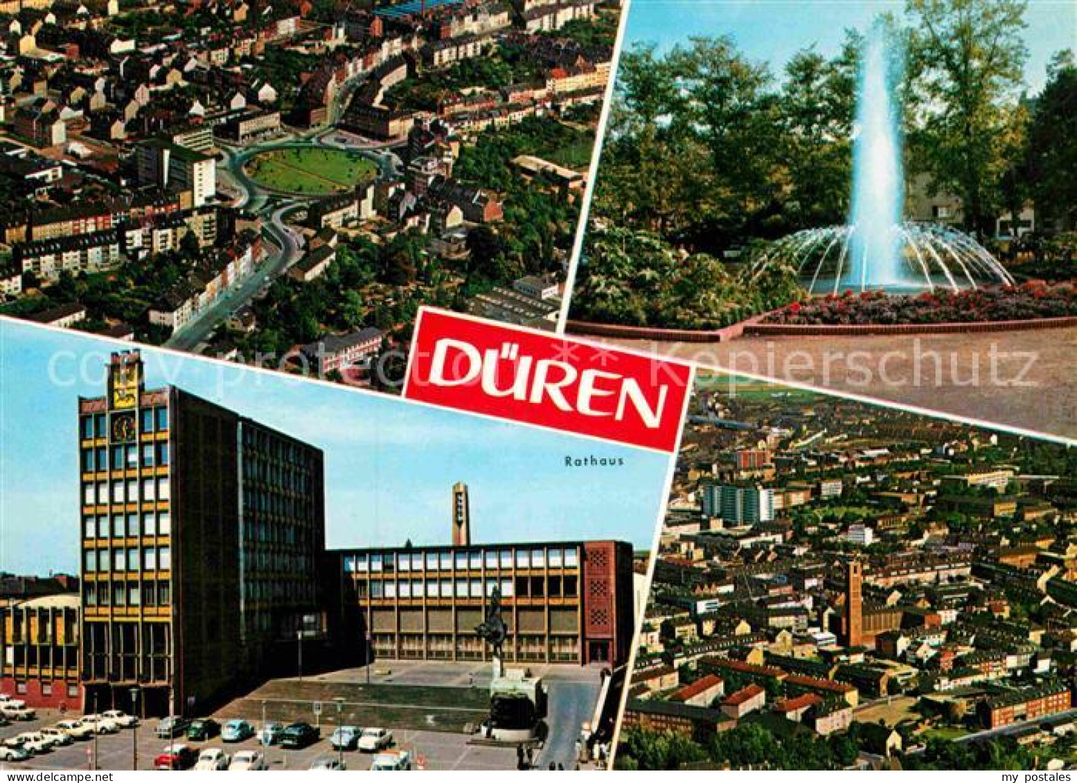 72863623 Dueren Rheinland Rathaus Fontaene Innenstadt Fliegeraufnahme Dueren - Dueren