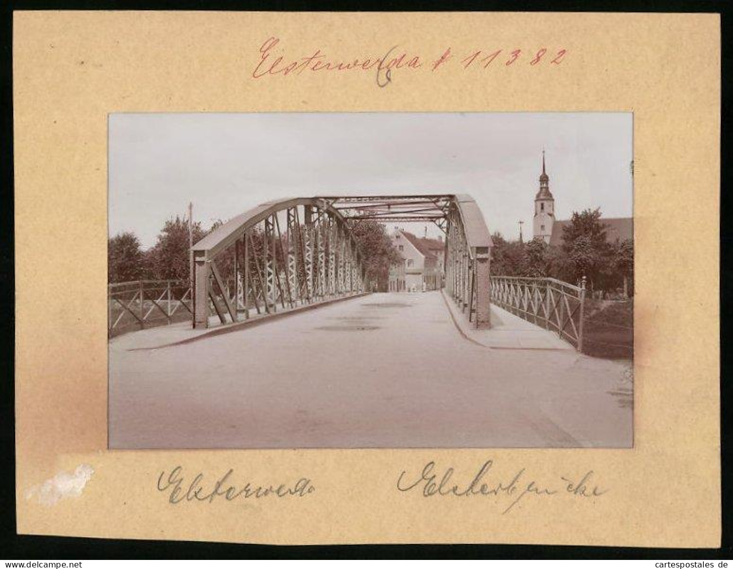 Fotografie Brück & Sohn Meissen, Ansicht Elsterwerda, Blick Auf Die Elsterbrücke Zur Kirche  - Places