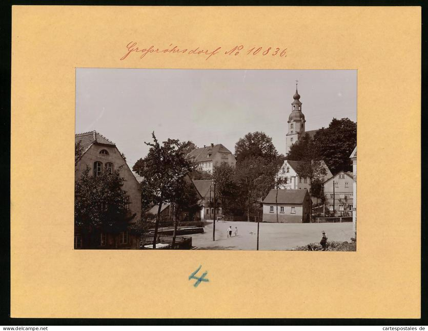 Fotografie Brück & Sohn Meissen, Ansicht Grossröhrsdorf I. Sa., Partie Im Mitteldorf Mit Blick Zur Kirche  - Places