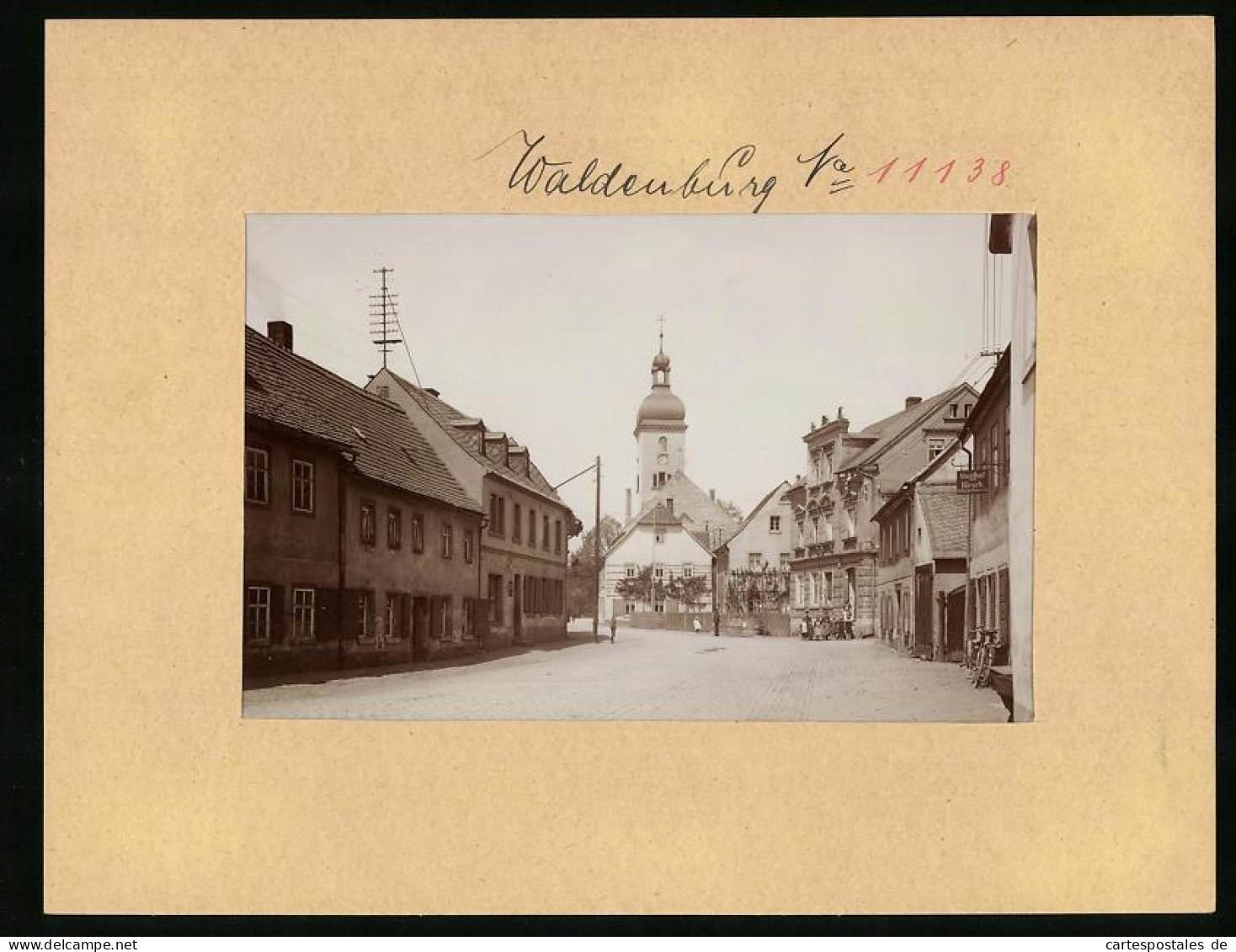 Fotografie Brück & Sohn Meissen, Ansicht Altstadt Waldenburg, Blick In Die Bahnhofstrasse Mit Gasthof Zum Hirsch, Kir  - Plaatsen