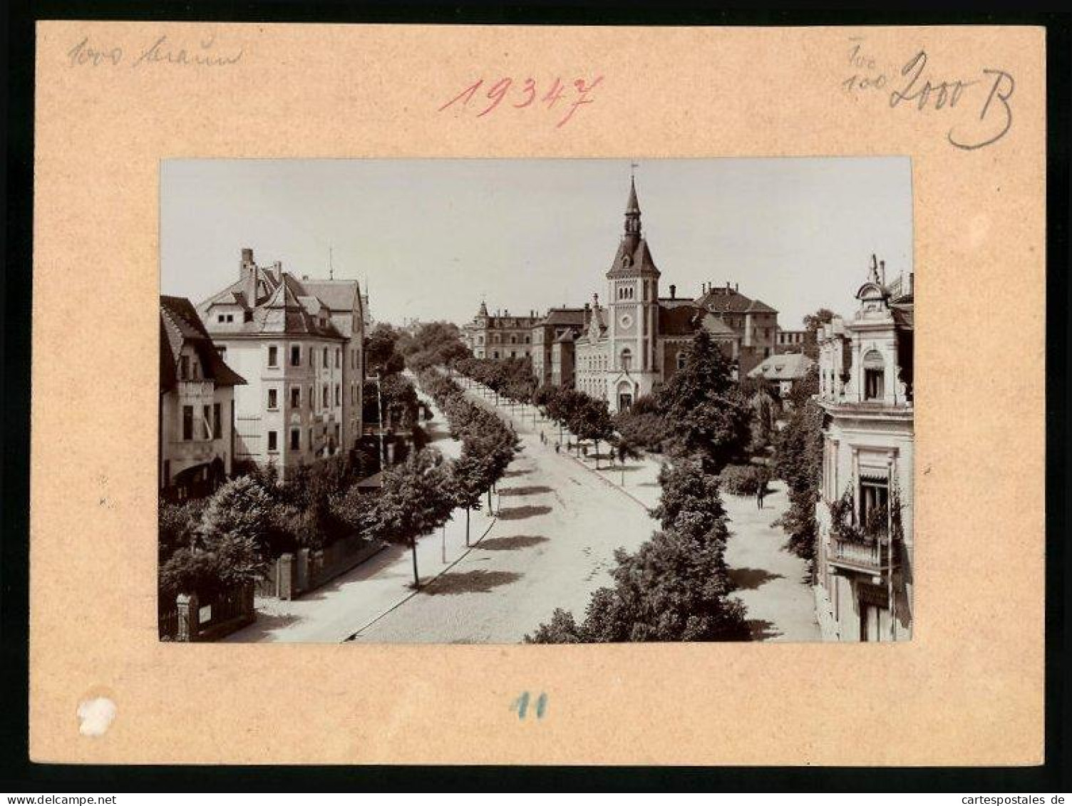 Fotografie Brück & Sohn Meissen, Ansicht Grimma, Blick In Die Leipziger Strasse Mit Wohnvillen  - Places