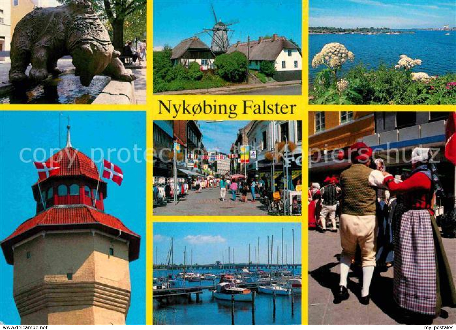 72863379 Nykobing Falster Ejegol Moelle Havnen Ostergade Folkedansere Nykobing - Denmark