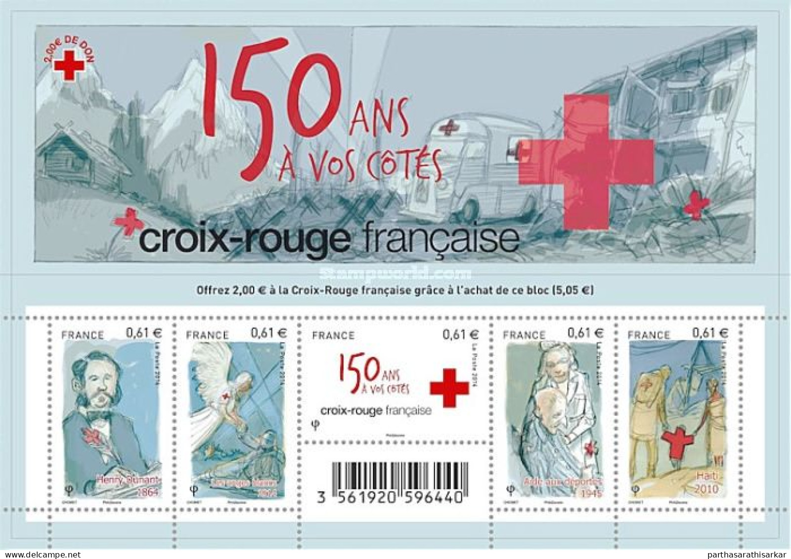 FRANCE 2014 THE 150TH ANNIVERSARY OF THE FRENCH RED CROSS MINIATURE SHEET MS MNH - Croce Rossa