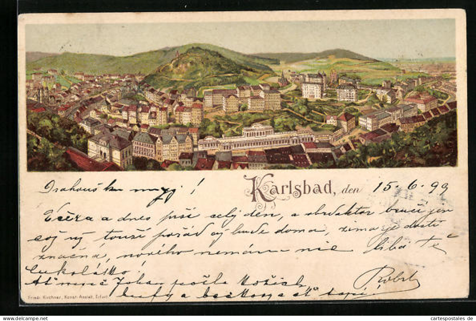 Lithographie Karlsbad, Teilansicht  - Tchéquie