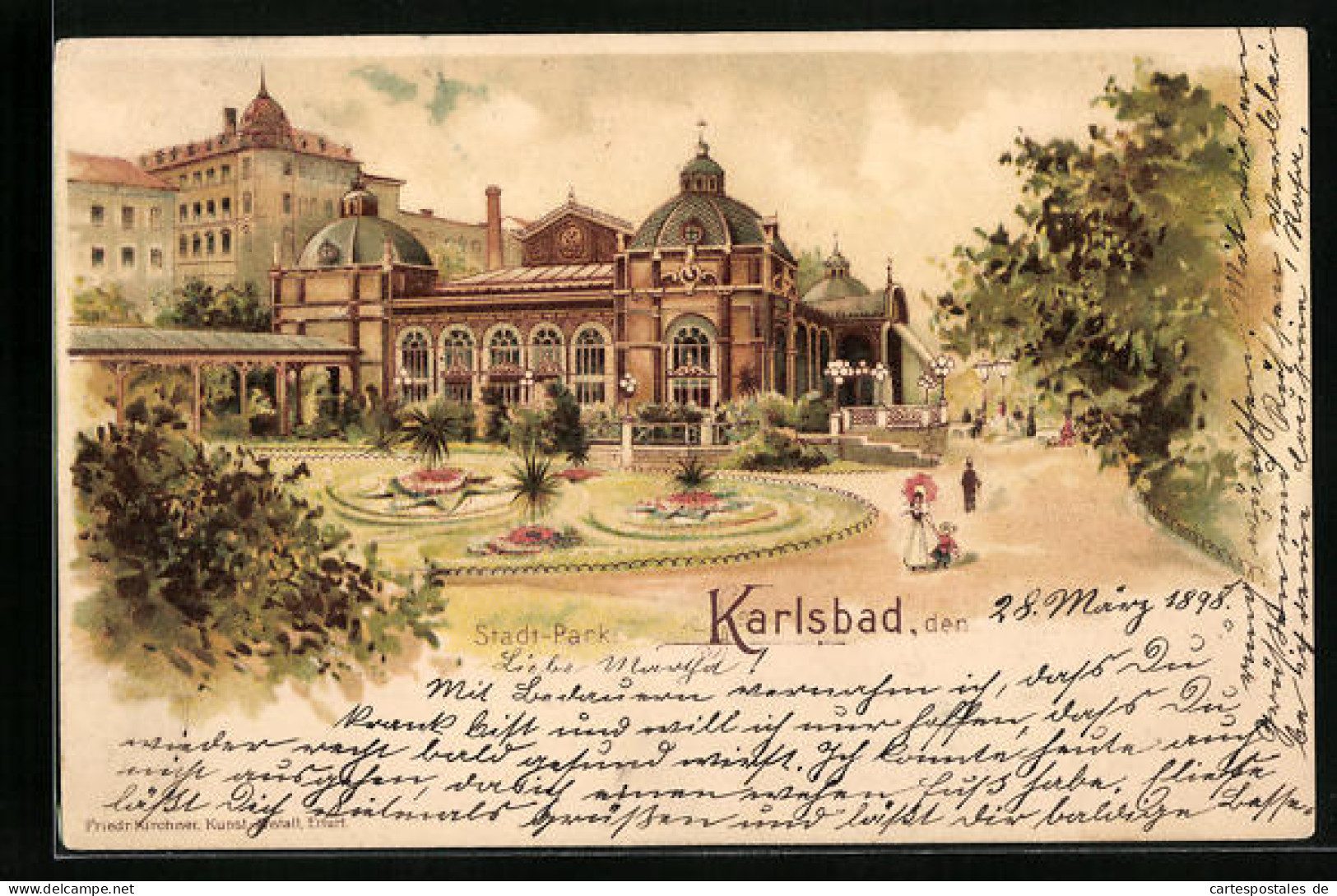 Lithographie Karlsbad, Stadt-Park  - Tchéquie