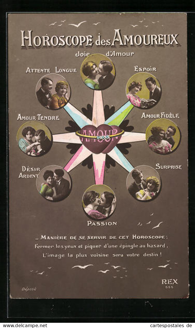 Künstler-AK Horoscope Des Amoureux  - Astronomía