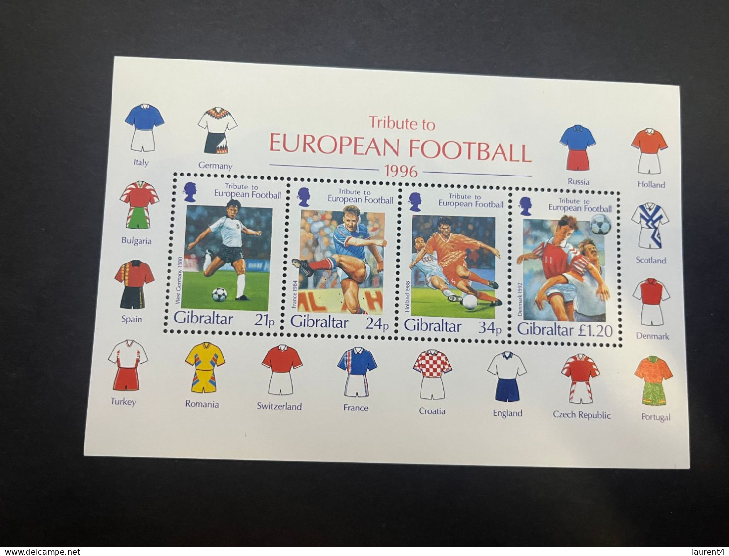 13-5-2024 (stamp) Mint (neuve) Mini-sheet - Gibraltar - European Football - Championnat D'Europe (UEFA)