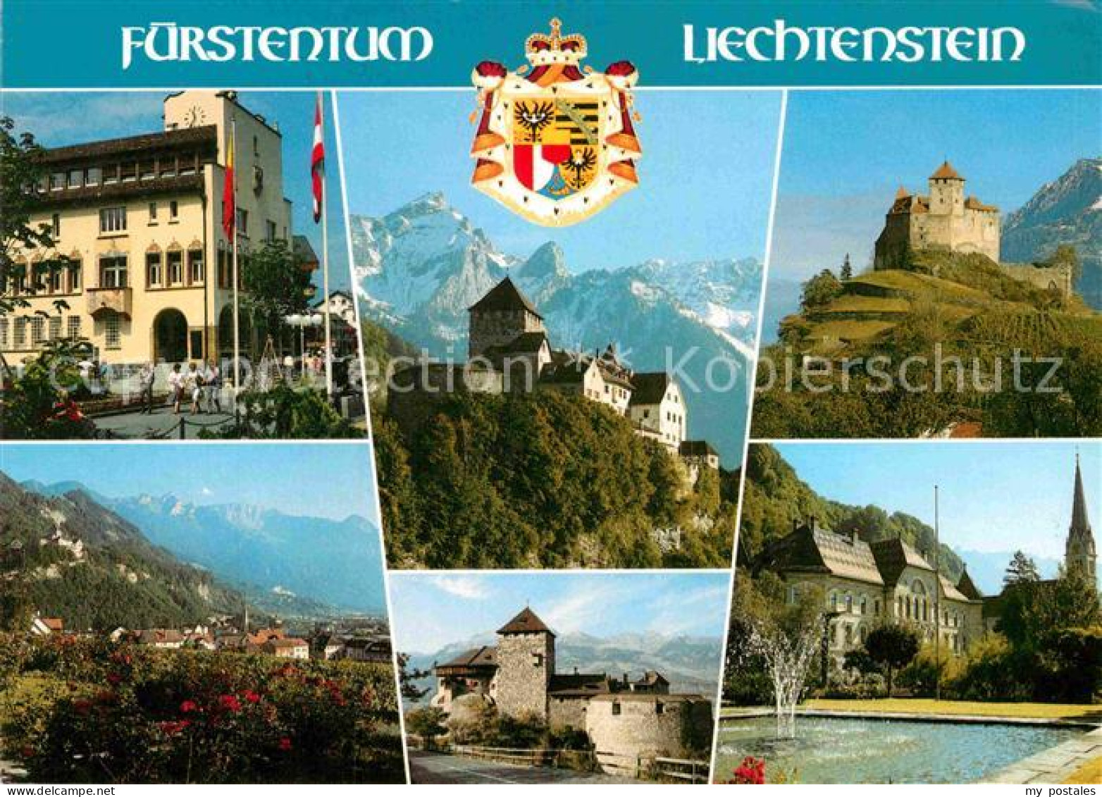 72860972 Liechtenstein  Schloss Vaduz Rathaus Schloss Gutenberg Pfarrkirche Liec - Liechtenstein