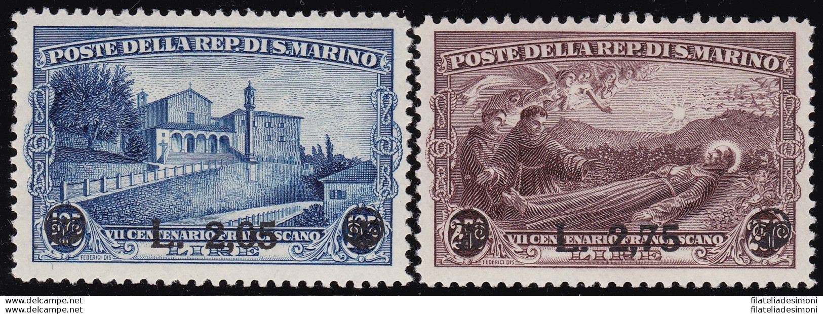 1936 SAN MARINO, N. 208/209 - San Francesco - Serie Di Due Valori - MNH** - Sonstige & Ohne Zuordnung