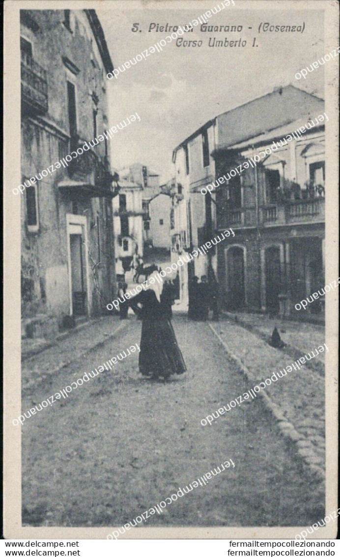 Az230 Cartolina S.pietro In Guarana Corso Umberto I Cosenza Calabria 1926 Bella! - Cosenza