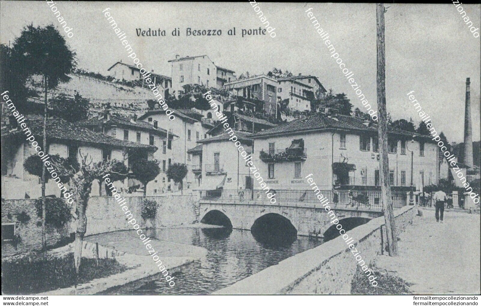 Az369 Cartolina Veduta Di Besozzo Al Ponte 1909 Varese Lombardia - Varese