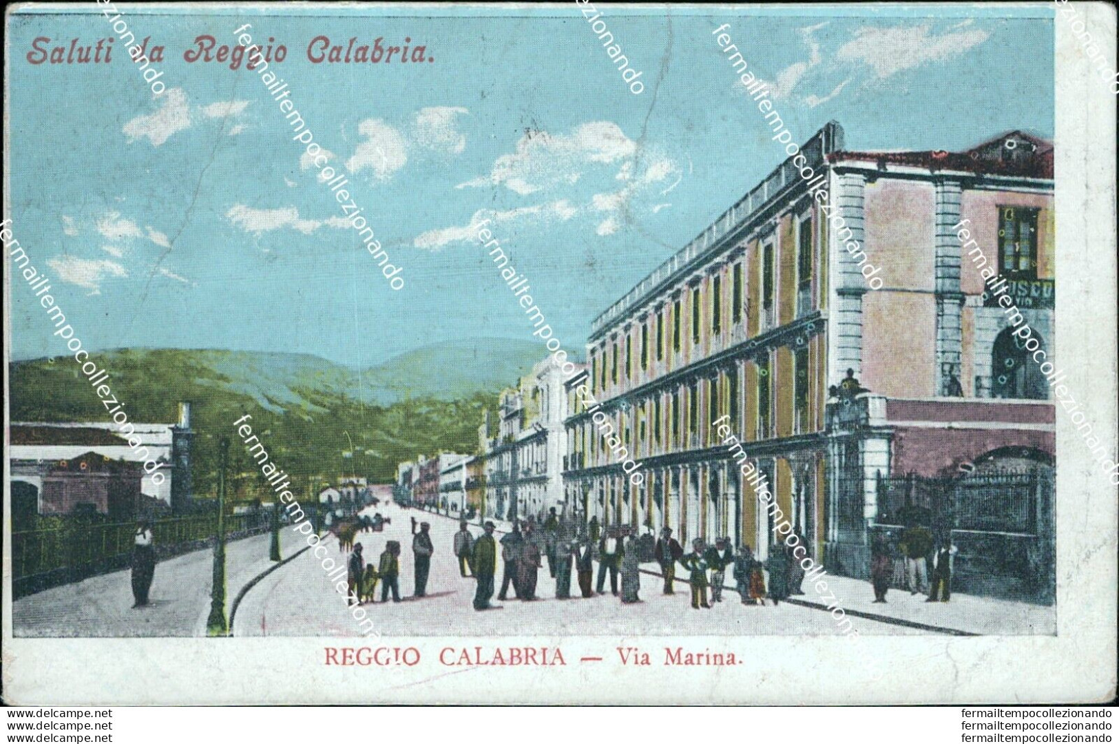 Az460 Cartolina Saluti Da Reggio Calabria Citta' Via Marina - Reggio Calabria
